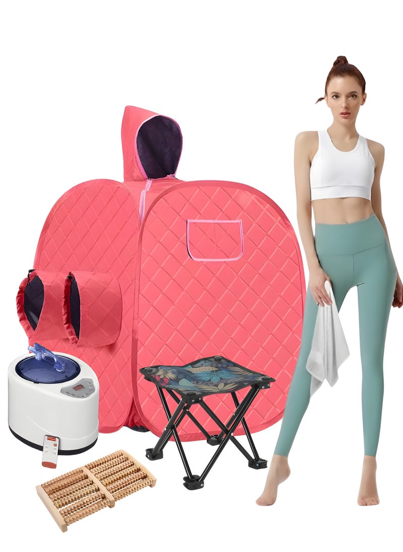 BIG MAX 2 People Home Sauna Bath Steam Device, Full Body Home Sauna Spa, 9 Temperature Modes (Timed Mode, HD display, 1000W, Red)  - Image 1