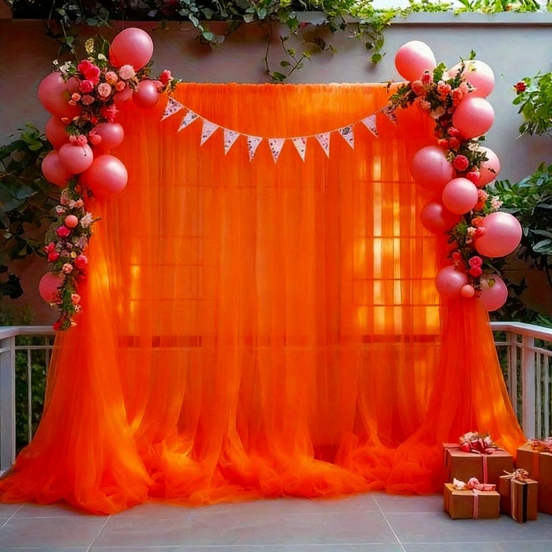 Warm Sunshine Honey Orange Polyester Mesh Fabric 2pc 118.1in 62.9in Durable Handcrafted - Image 5