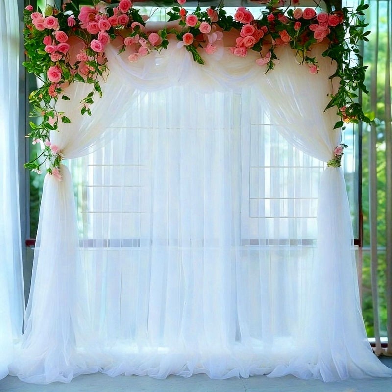 Warm Sunshine Honey Orange Polyester Mesh Fabric 2pc 118.1in 62.9in Durable Handcrafted - Image 1