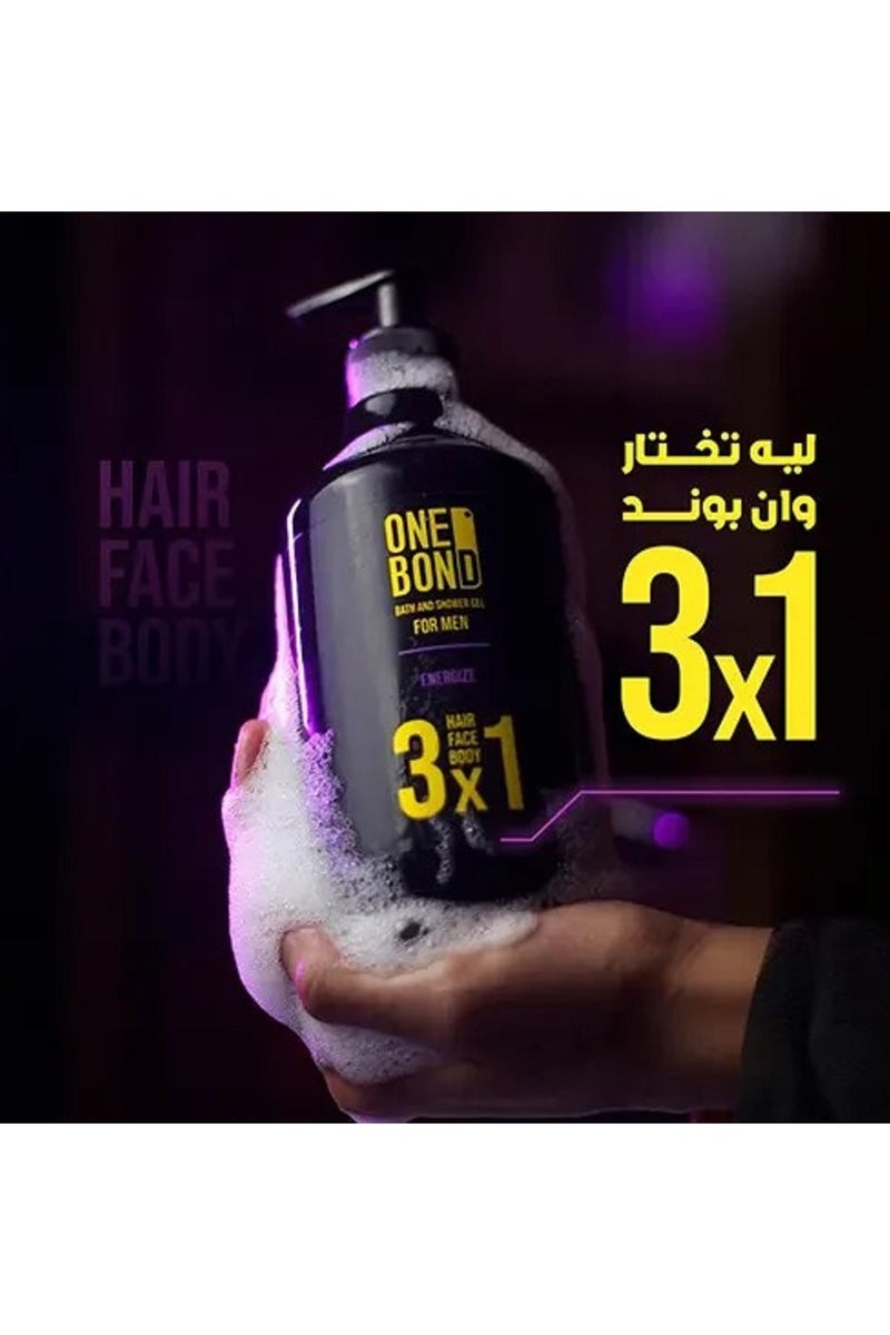 وان بوند جل استحمام متعدد الاستخدامات إنرجايز 3×1 للرجال للشعر والوجه والجسم 500 مل - Image 3