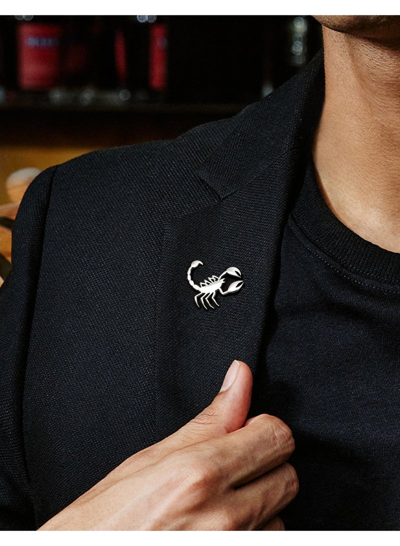 HomeNoor Vintage Silver Scorpion Brooch, Premium Stainless Steel Lapel Pin, Stylish Suit Accessory for Business, Wedding, Formal & Casual Outfits, Ideal Gift for Men & Women - Image 1