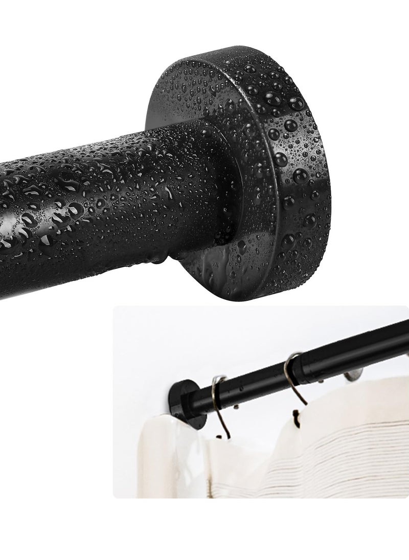 Excefore - Tension Curtain Rod, 28-43 inch for windows or bathroom, No drilling black shower tension rod, Window Curtain Rod No Rust and Non Slip, Black, Classic Finial - Image 1