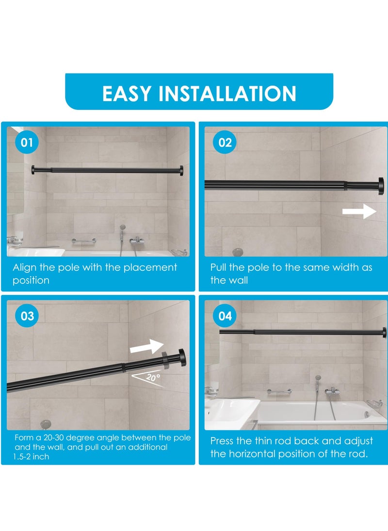 Excefore - Tension Curtain Rod, 28-43 inch for windows or bathroom, No drilling black shower tension rod, Window Curtain Rod No Rust and Non Slip, Black, Classic Finial - Image 1