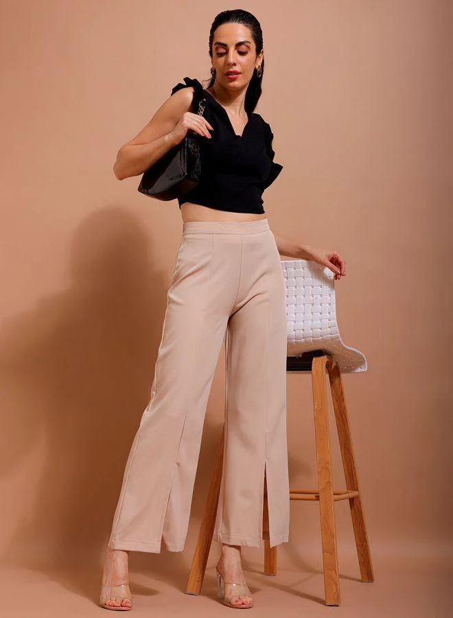 Freehand  Women Flared Solid Mid-Rise Pants for Women | Best Price UAE