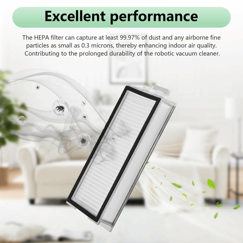 APRIL-FLOWER 4 Pack Washable Filter For Roborock Q5 Pro Q5 Pro+(Plus) Q5 Max+(Plus) Q5 DuoRoller+ Q7 Q7+ Q7 Max Q7 Max+ Q8 Max Q8 Max+ Robot Vacuum Cleaner Accessories Replacement Part True HEPA Filter For Robotic - Image 5