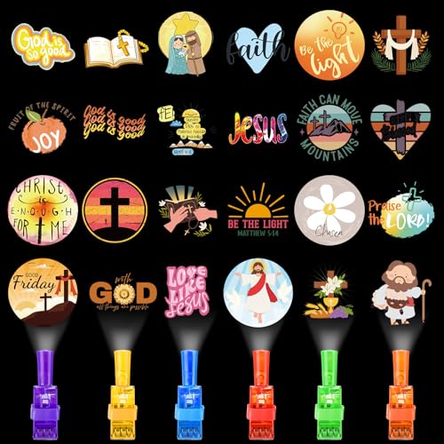 Tuanse 24 Pcs Jesus Christian Finger Lights Gifts Bulk for Kids Easter Religious Glow in The Dark Finger Lights Religious Birthday Party Favors Supplies Jesus Church Sunday School Gifts - Image 1