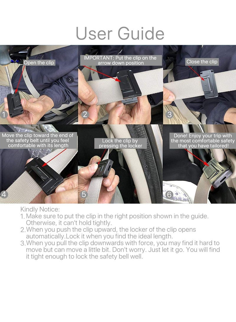 Excefore Car Seat Belt Adjuster, Seatbelt Clips, Auto Car Seat Belt Stopper Clamp, Smart Adjust Seat Belts to Relax Shoulder Neck Tension While Driving (Silver) - Image 4