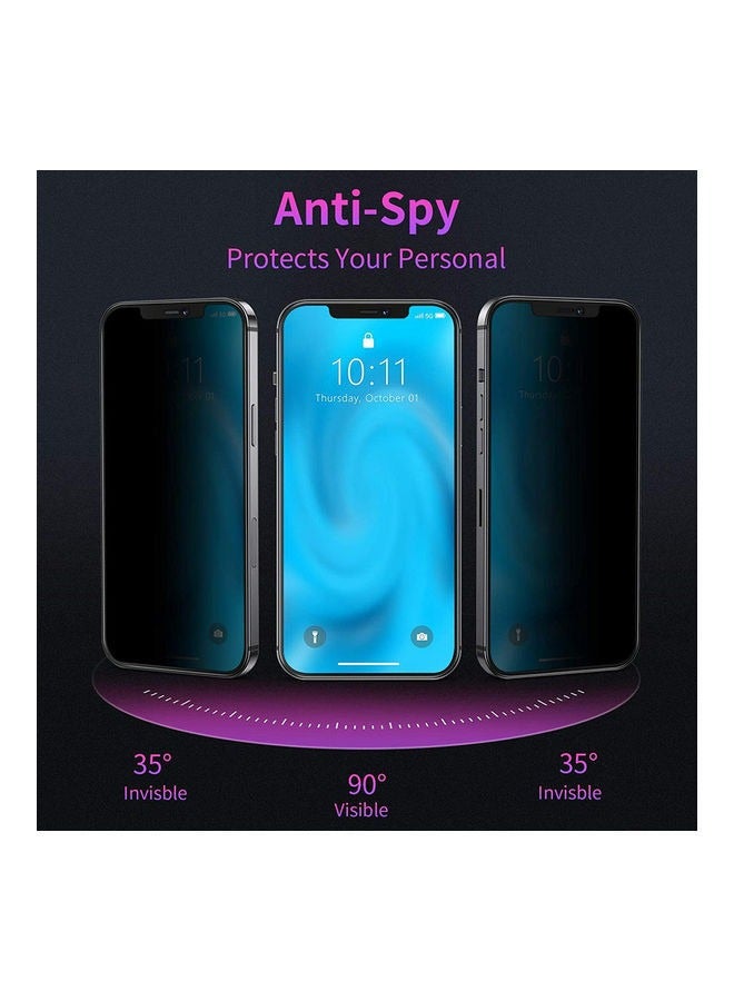 Anti-Spy Privacy Tempered  Ceramics Matte Privacy Black Protector For iPhone 13 \ 13 Pro Black - Image 3