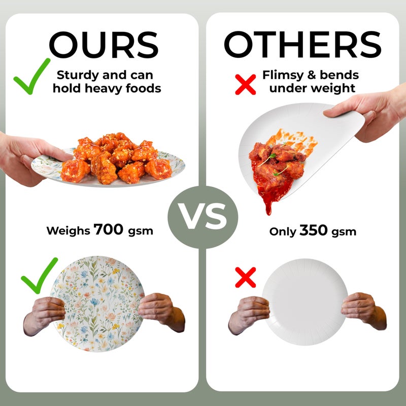 Trendables Heavy Duty Paper Plates Set For 32 Guests - 32 Each Of 8-inch And 10-inch Disposable Plates For Party - Fancy 64 Piece Dinnerware Set For All Occasions | Floral Design, Petite Fleur - Image 5