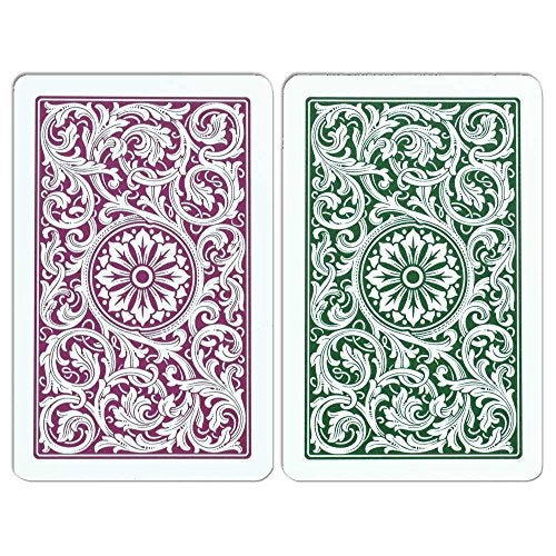 Copag 1546 Design 100% Plastic Playing Cards, Bridge Size (Narrow) Green/Burgundy (Jumbo Index, 1 Set) - Image 3