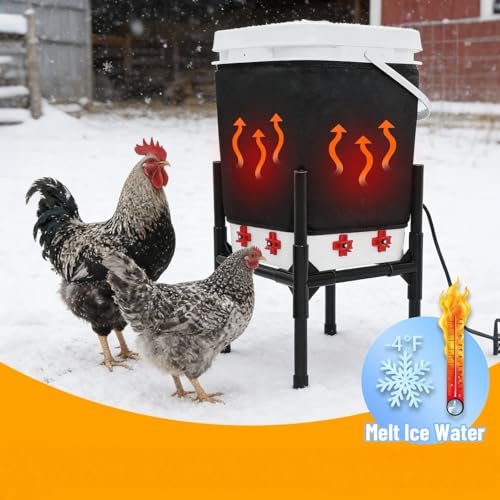 Vevitts Heated Chicken Waterer 5 Gallon with Stand – 20L Chicken Heated Poultry Waterer, 8 Freeze-Proof Nipples with 4 Extras, Chicken Water Heater for Winter, Easy Clean Anti-Tip Design - Image 5