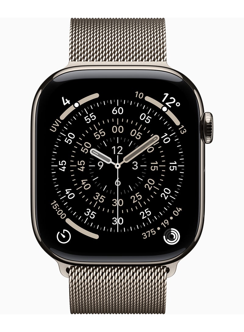 Apple Watch Series 11 GPS + Cellular 46mm (Middle East Version) Natural Titanium Case With Natural Milanese Loop - S/M - Image 2