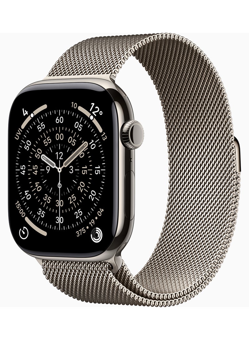 Apple Watch Series 11 GPS + Cellular 46mm (Middle East Version) Natural Titanium Case With Natural Milanese Loop - S/M - Image 1