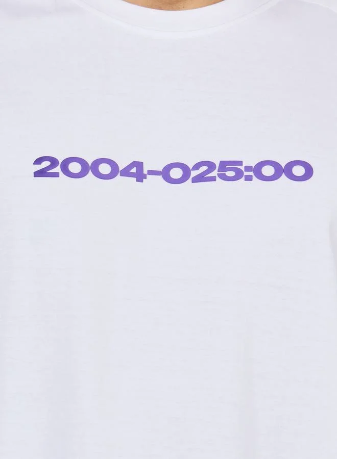 ستايلي Oversized Numeric Front and Back Print Compact Jersey T-shirt with Shoulder Panel Detail