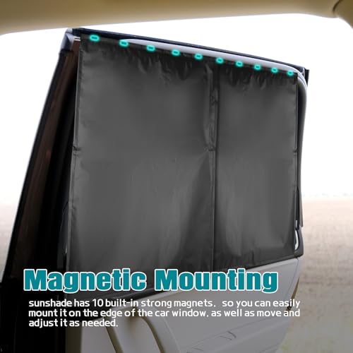 Hbxdeco 2PCS Car Window Shades, Magnetic Rear Side Window Car Sun Shades for Heat & UV Protection, Breathable Double Layer Window Sunshade, Auto Privacy Window Curtains for Baby - Image 4