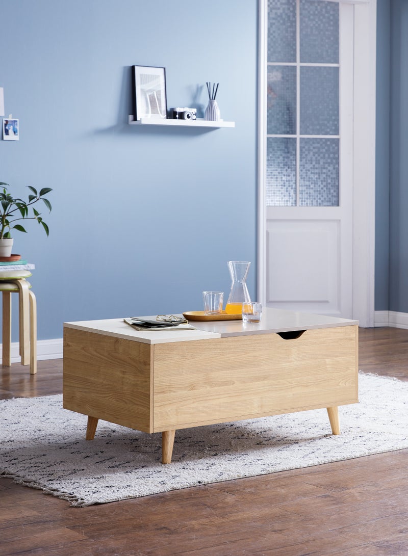 LINCY - 3-in-1 Coffee Table with Sturdy Desk Function, 1 Drawer and Storage Compartment, 98.4L x 54.2W x 43.9H cm