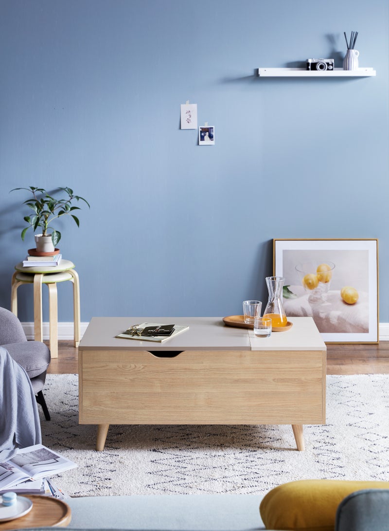 LINCY - 3-in-1 Coffee Table with Sturdy Desk Function, 1 Drawer and Storage Compartment, 98.4L x 54.2W x 43.9H cm