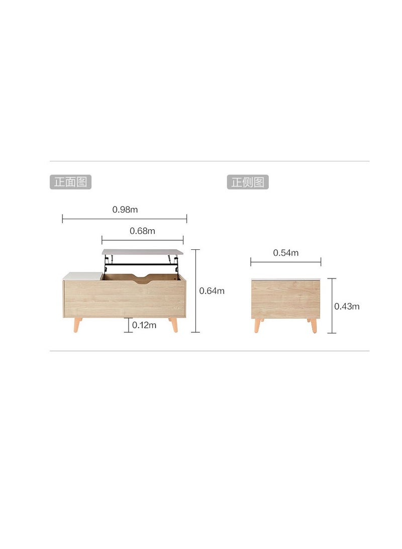 LINCY - 3-in-1 Coffee Table with Sturdy Desk Function, 1 Drawer and Storage Compartment, 98.4L x 54.2W x 43.9H cm