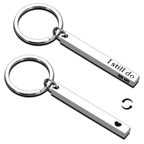 KINMES 10th Anniversary Tin Gifts - 10 Year Tin Anniversary Wedding Gifts for Husband Wife Boyfriend Girlfriend I Still Do Keychain for Him Her Married Couples - Image 1
