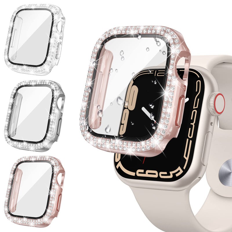 Tensea [3pcs for Apple Watch Screen Protector Case 40mm SE 3/SE 2rd Generation/SE/Series 6/5/4 Accessories, iWatch Diamond Bumper Case with Tempered Glass, Protective Bling Face Cover Women, 40 mm - Image 1