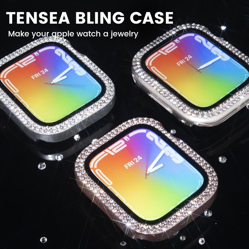 Tensea [3pcs for Apple Watch Screen Protector Case 40mm SE 3/SE 2rd Generation/SE/Series 6/5/4 Accessories, iWatch Diamond Bumper Case with Tempered Glass, Protective Bling Face Cover Women, 40 mm - Image 3