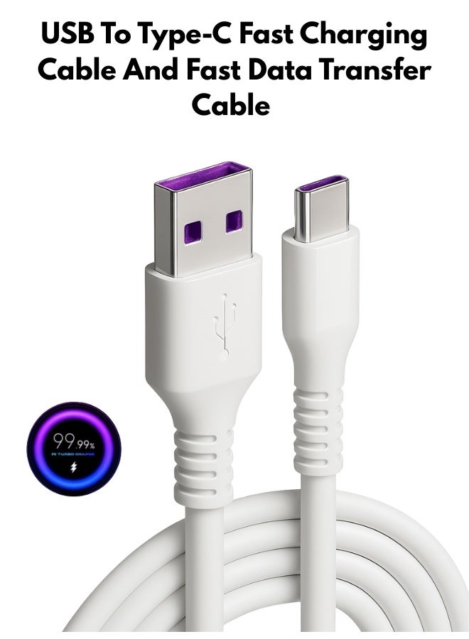 USB to Type-C Cable – 5A Fast Charge, Data Sync, Tangle-Free, Durable - Image 1