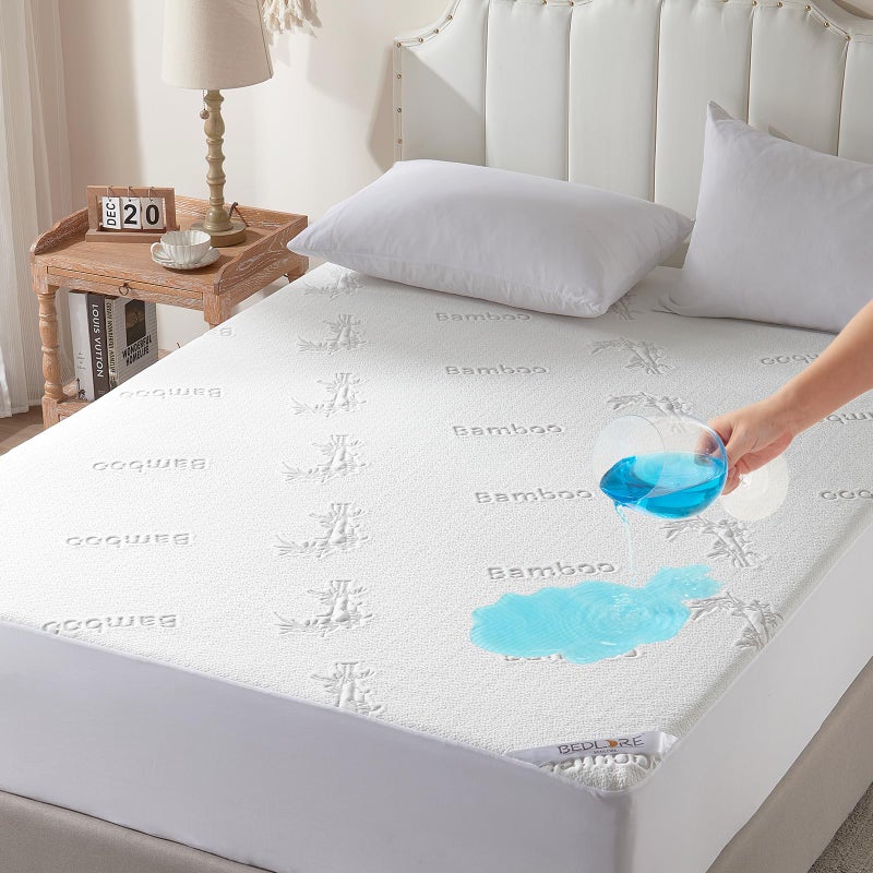 Waterproof Queen Size Mattress Protector Mattress Pad Fitted 618 Deep Pocket 3D Air Fabric Bed Mattress Cover Noiseless Washable for Bedroom Hotel