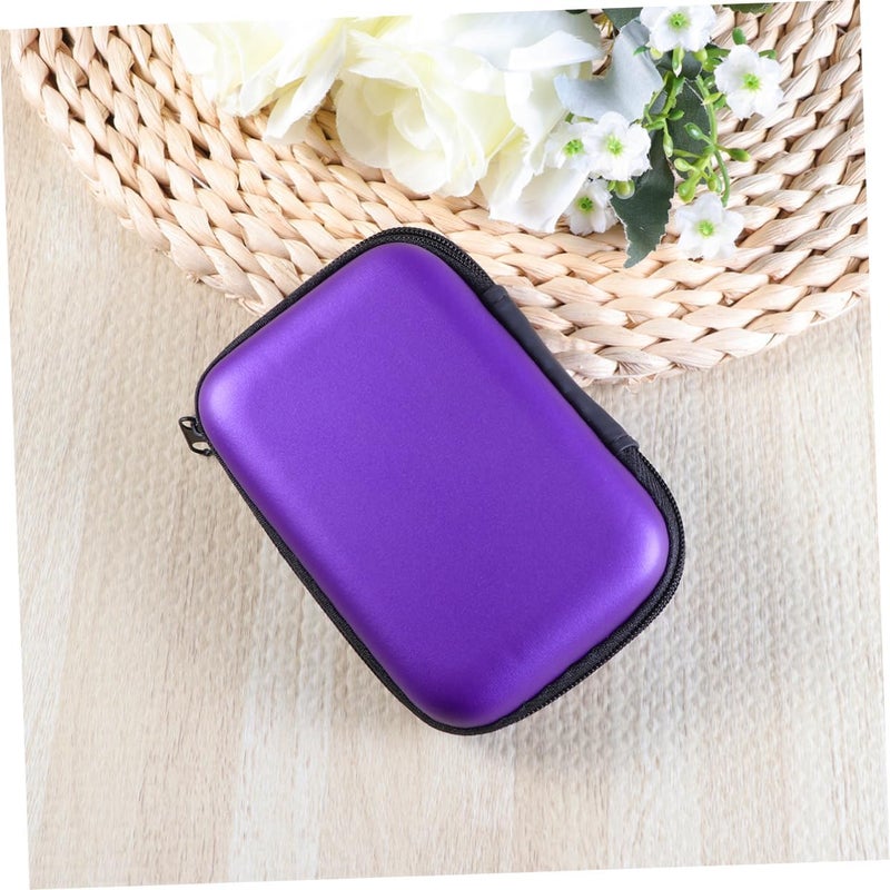 EVA Earphone Storage Bag Large Travel Pouch Organizer for USB Charging Cables and Small Electronics Purple Aging Protective Case - Image 5
