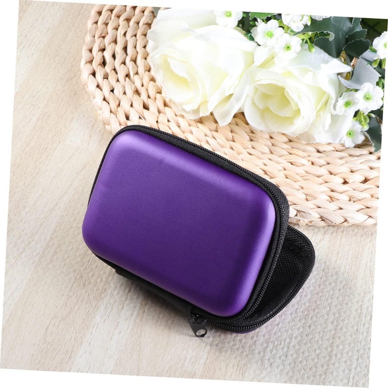 EVA Earphone Storage Bag Large Travel Pouch Organizer for USB Charging Cables and Small Electronics Purple Aging Protective Case - Image 3