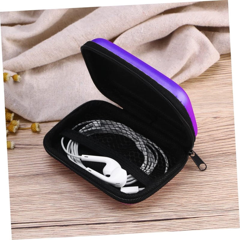 EVA Earphone Storage Bag Large Travel Pouch Organizer for USB Charging Cables and Small Electronics Purple Aging Protective Case - Image 4