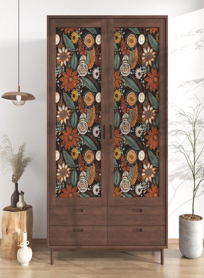 Laatse Boho Floral Wallpaper Peel and Stick,Vintage Botanical Contact Paper 17.5" x 118", Retro Flowers Wall Paper Self Adhesive Removable Waterproof for Walls Shelves Cabinet Table (Orange, Blue, Black) - Image 4