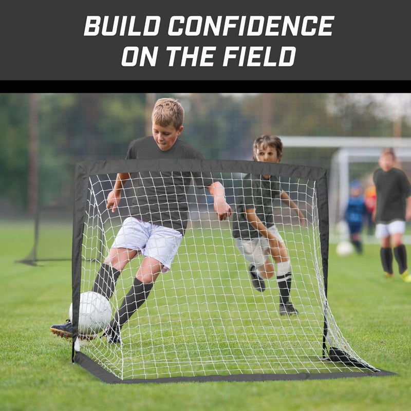 GoSports Team Tone 4 ft x 3 ft Portable Soccer Goals for Kids - Set of 2 Pop Up Nets for Backyard - Black - Image 5