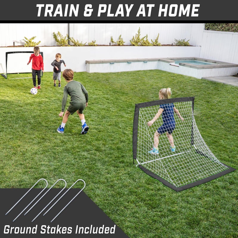 GoSports Team Tone 4 ft x 3 ft Portable Soccer Goals for Kids - Set of 2 Pop Up Nets for Backyard - Black - Image 2