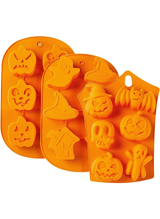 Silicone Mold, 3PCS Silicone Baking Molds, Nonstick Silicone Cake Molds, Muffin Mold with Pumpkin Molds, Evil, Skull, Ghost, Perfect to Make Ice Cube, Chocolate, Cupcakes Mold - Image 1