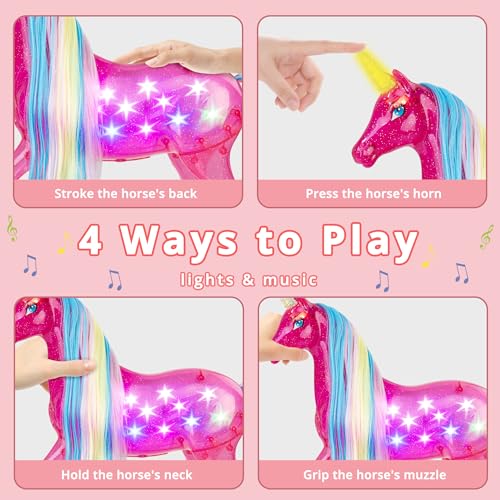 BETTINA My Dreamy Unicorn and Princess Doll Playset Large Size Unicorn Toys with Magical Rainbow Lights  Realistic Horse Sounds Ideal Unicorn Gifts Horse Play Set for Girls 39 - Image 5