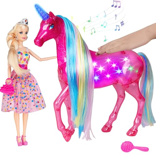 BETTINA My Dreamy Unicorn and Princess Doll Playset Large Size Unicorn Toys with Magical Rainbow Lights  Realistic Horse Sounds Ideal Unicorn Gifts Horse Play Set for Girls 39 - Image 1