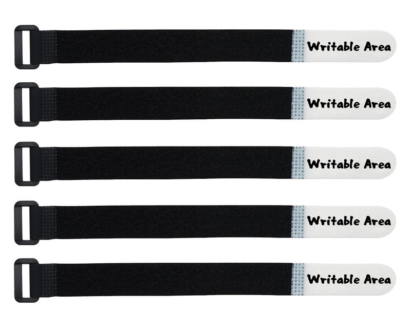 Mr-Label Unique Writable Cable Ties - Reusable Fastening Cable Straps - Identify Quickly Cable Labels - for Cord Management (20 Pcs Fastener) - Image 1
