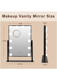 XiuWoo Smart Touch Control Electric Tabletop Makeup Mirror, Vanity Mirror with 12 Dimmable Bulbs LED Lights, Three Color Lighting Modes, 360°Rotation  - Image 5