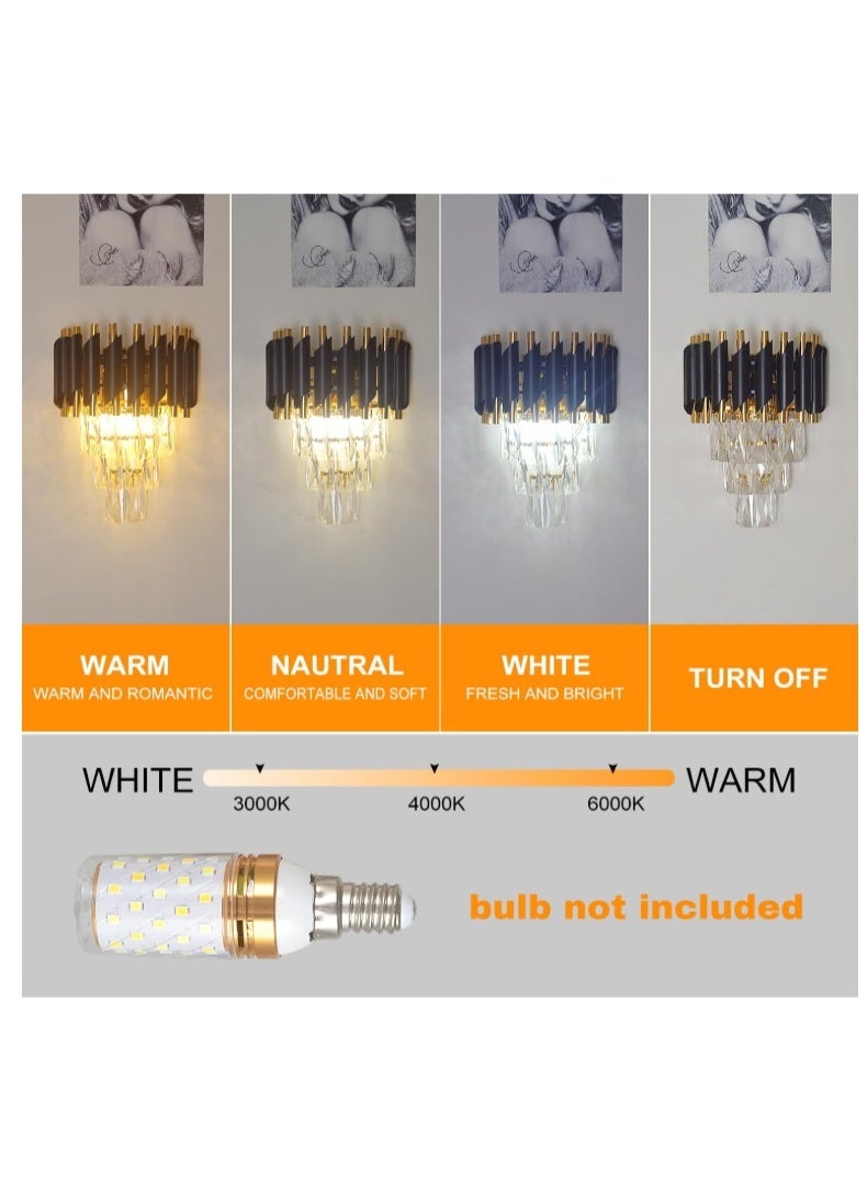ALMIFTAH Modern Luxury Black and Gold Crystal Wall Lamp – Elegant LED Wall Sconce Light Fixture for Bedroom, Living Room, Hallway, and Hotel Décor – Contemporary Decorative Indoor Lighting - Image 4