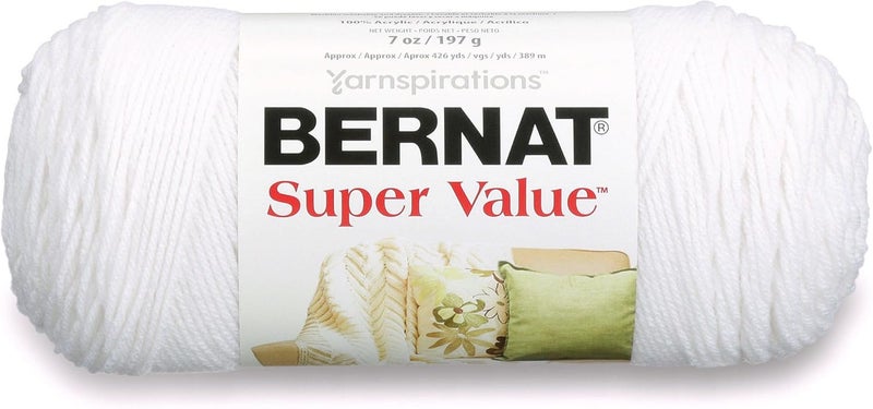 Bernat Super Value Yarn, 7 oz, White - Premium Acrylic for Knitting and Crochet - Image 1