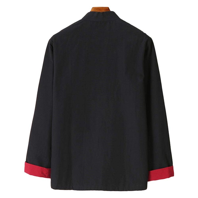 ZooBoo Mens Martial Arts Kung Fu Jacket Tang Suit (Black+Red, XL) - Image 3
