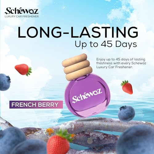 SHIVAJI Schewaz Luxury Car Perfume – Long-Lasting Car Freshener, Premium & Natural Fragrance with Elegant Design, Odor Neutralizer, Eco-Friendly, Upto 45 Days Freshness (1 count (Pack of 1), French Berry) - Image 4