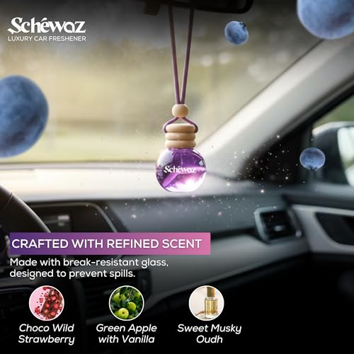 SHIVAJI Schewaz Luxury Car Perfume – Long-Lasting Car Freshener, Premium & Natural Fragrance with Elegant Design, Odor Neutralizer, Eco-Friendly, Upto 45 Days Freshness (1 count (Pack of 1), French Berry) - Image 3