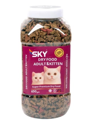 SKY Dry Cat Food 650g - Formula for All Ages (Kittens & Adults), Economical Solution for Multi-Cat Homes