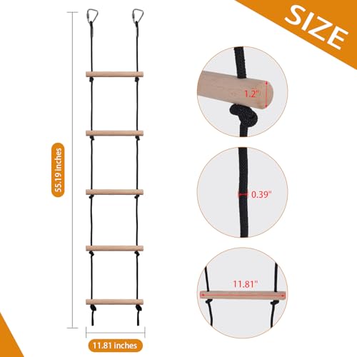 ChengFu Kids Climbing Rope Ladder Hanging Ladder for Swing Accessories 2 Hooks - Image 5