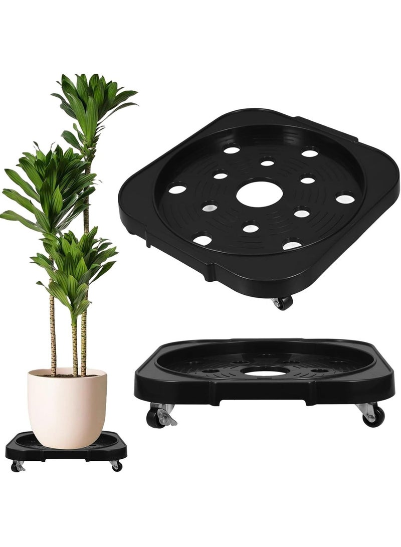Sumkyle 2 Pack Rolling Plant Stand with Wheels Square Plant Cart Roller Stand 150 kg Heavy Duty Plant Base Stand Cart with Metal Lockable Casters for Large Flower Pots Indoor Outdoor Patio - Image 4