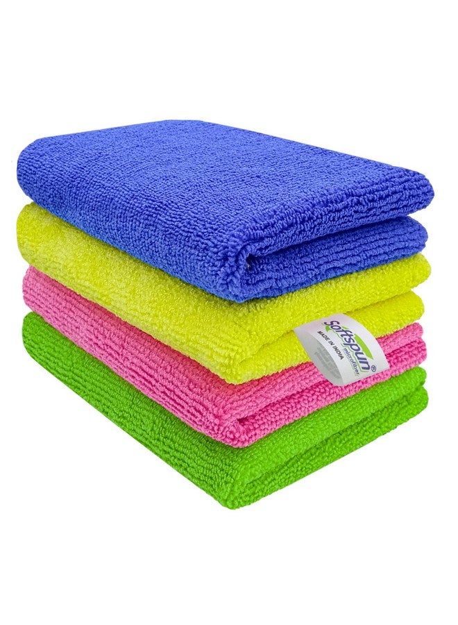 SOFTSPUN Microfiber Small Wipes 20x30 Cms 4 Piece Towel Set 340 GSM Multicolor! Multipurpose Cloths Automotive Microfibre Towels for Car Bike Cleaning Polishing Washing & Detailing. - Image 1