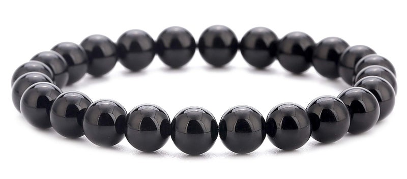 Hamoery Men Women 8mm Natural Stone Lava Rock Diffuser Bracelet Elastic Yoga Agate Beads Bracelet Bangle - Image 1