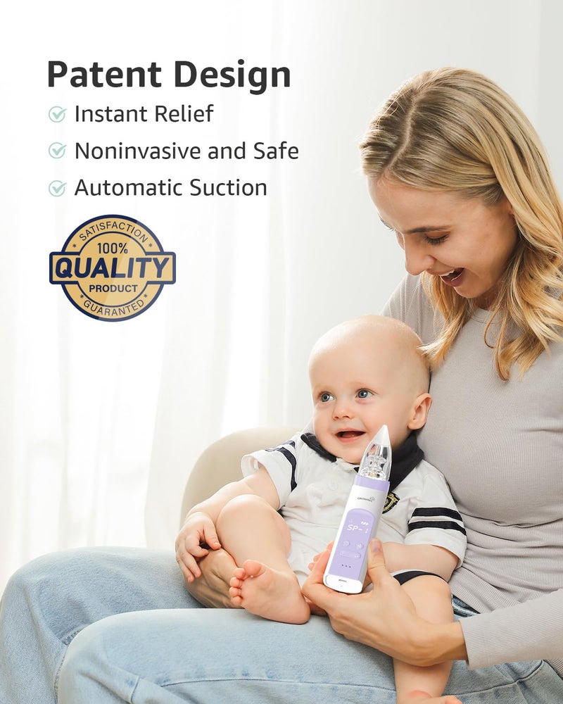 GROWNSY GROWNSY Nasal Aspirator for Baby, Electric Baby Nose Sucker, Automatic Nose Cleaner with Larger Suction Chamber and More Powerful Suction, Music and Light Soothing Function, Purple  - Image 5