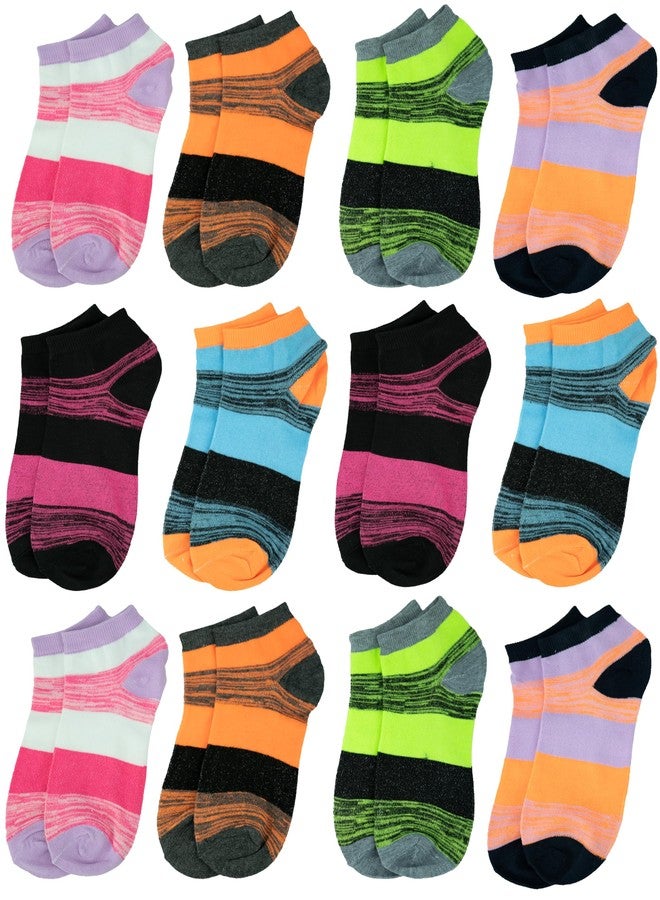 Gelante 12-Pair Women's Ankle Socks, Colorful Comfortable Lightweight Breathable Athletic 601-149 AB Stripe - Image 2